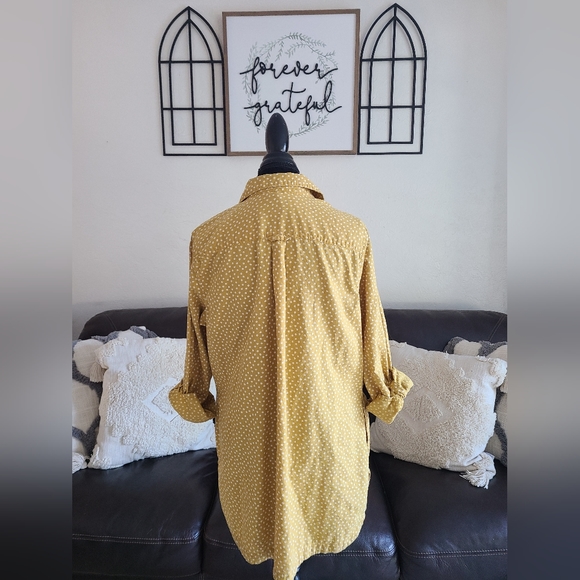 Duluth Trading Women's Yellow/White Polka Dot Top Women's Size L - Picture 5 of 11